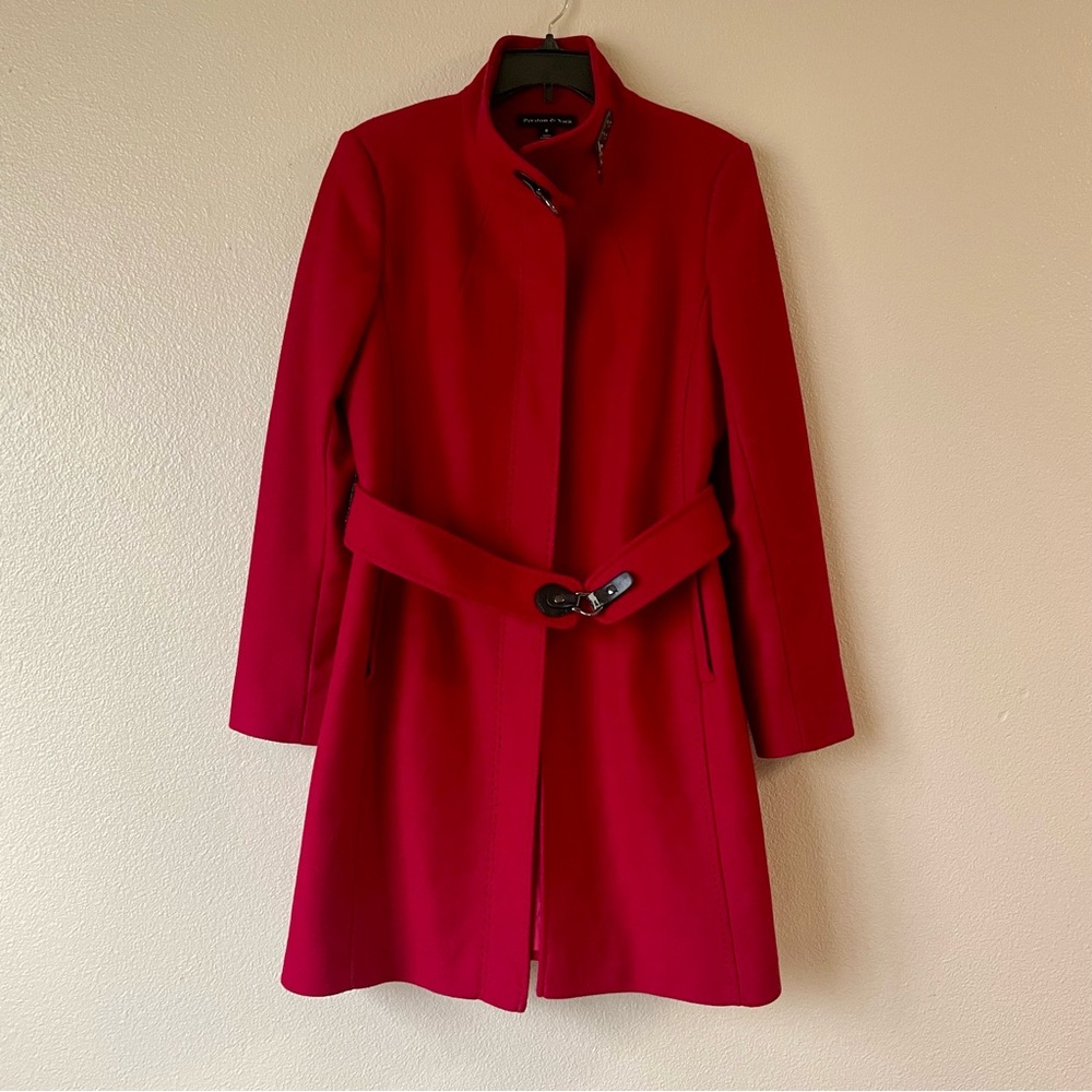 PRESTON & YORK Red Wool Belted Coat | Size 8